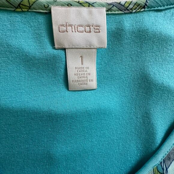 Chicos Maxi Dress Sienna Aqua Green Paisley Cold Shoulder Short Sleeve Medium - Picture 2 of 12